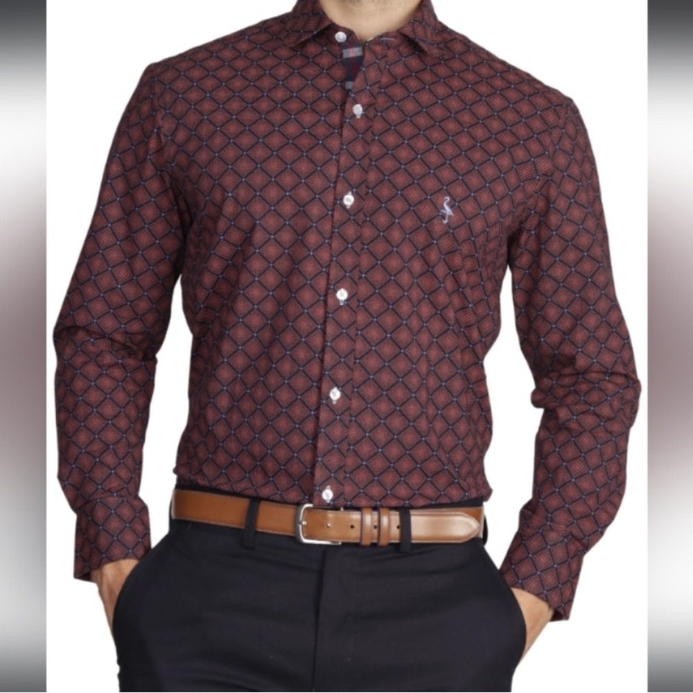 TAYLOR BYRD GEO NAVY PRINTED MEN SHIRT size xxl NWT